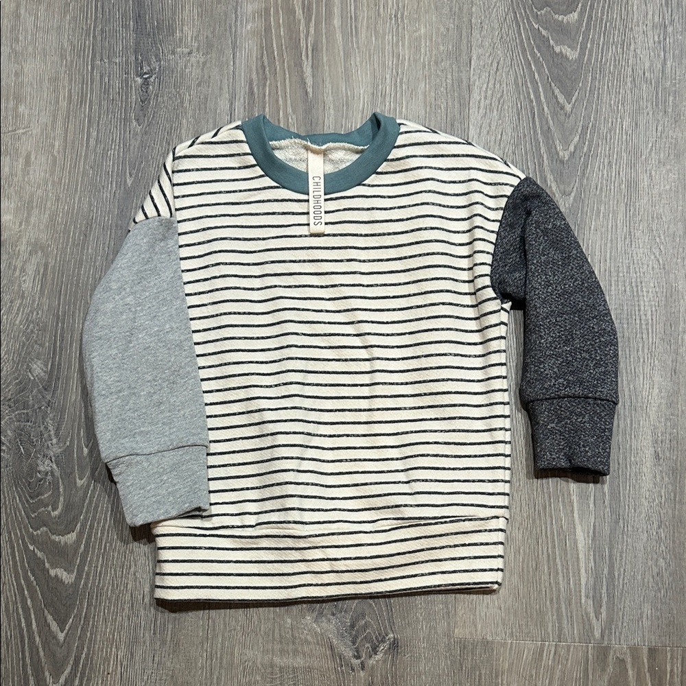 Stylish Striped Kids Sweatshirt with Colorblock Sleeves